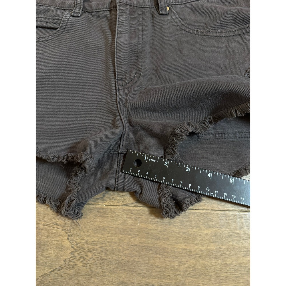 Billabong Distressed Frayed Denim Shorts Faded Black High Rise Cut Offs Size 27 - Picture 5 of 5